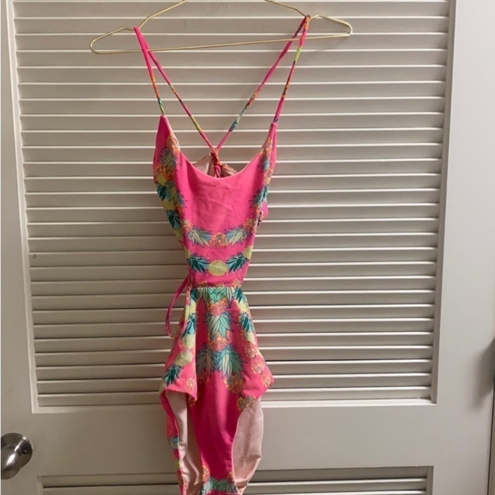 Mara Hoffman Pink Tropical Cutout One-Piece Swimsuit - Picture 2 of 6
